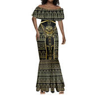 Egypt The Lotus Mermaid Dress Gold Bloom Hieroglyphic Patterns