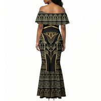 Egypt The Lotus Mermaid Dress Gold Bloom Hieroglyphic Patterns