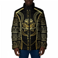 Egypt The Lotus Padded Jacket Gold Bloom Hieroglyphic Patterns