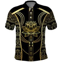 Egypt The Lotus Polo Shirt Gold Bloom Hieroglyphic Patterns