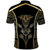 Egypt The Lotus Polo Shirt Gold Bloom Hieroglyphic Patterns