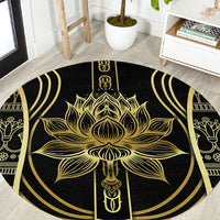 Egypt The Lotus Round Carpet Gold Bloom Hieroglyphic Patterns