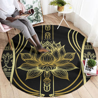 Egypt The Lotus Round Carpet Gold Bloom Hieroglyphic Patterns