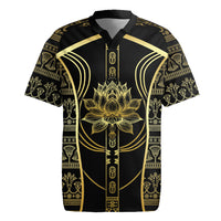 Egypt The Lotus Rugby Jersey Gold Bloom Hieroglyphic Patterns