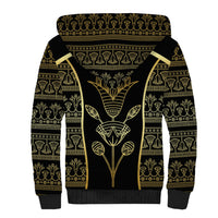 Egypt The Lotus Sherpa Hoodie Gold Bloom Hieroglyphic Patterns