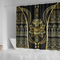 Egypt The Lotus Shower Curtain Gold Bloom Hieroglyphic Patterns