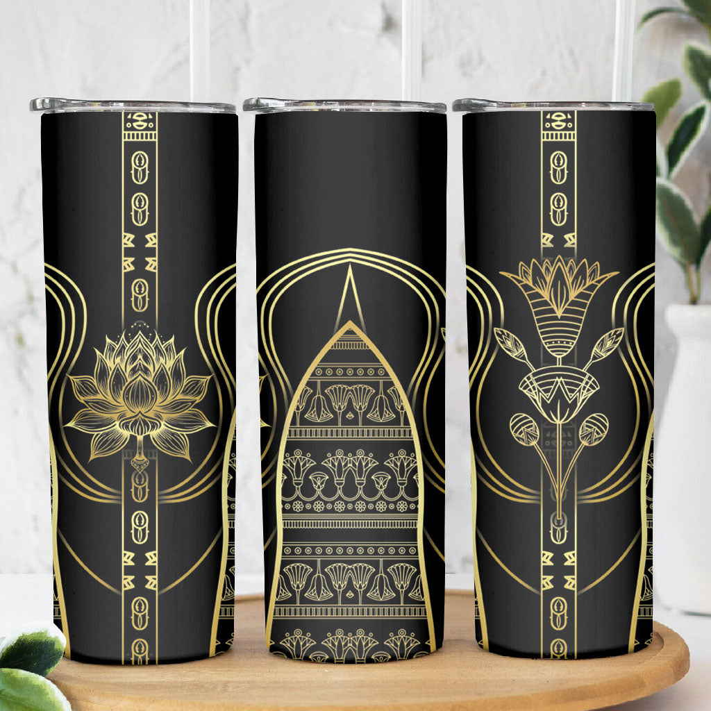 Egypt The Lotus Skinny Tumbler Gold Bloom Hieroglyphic Patterns