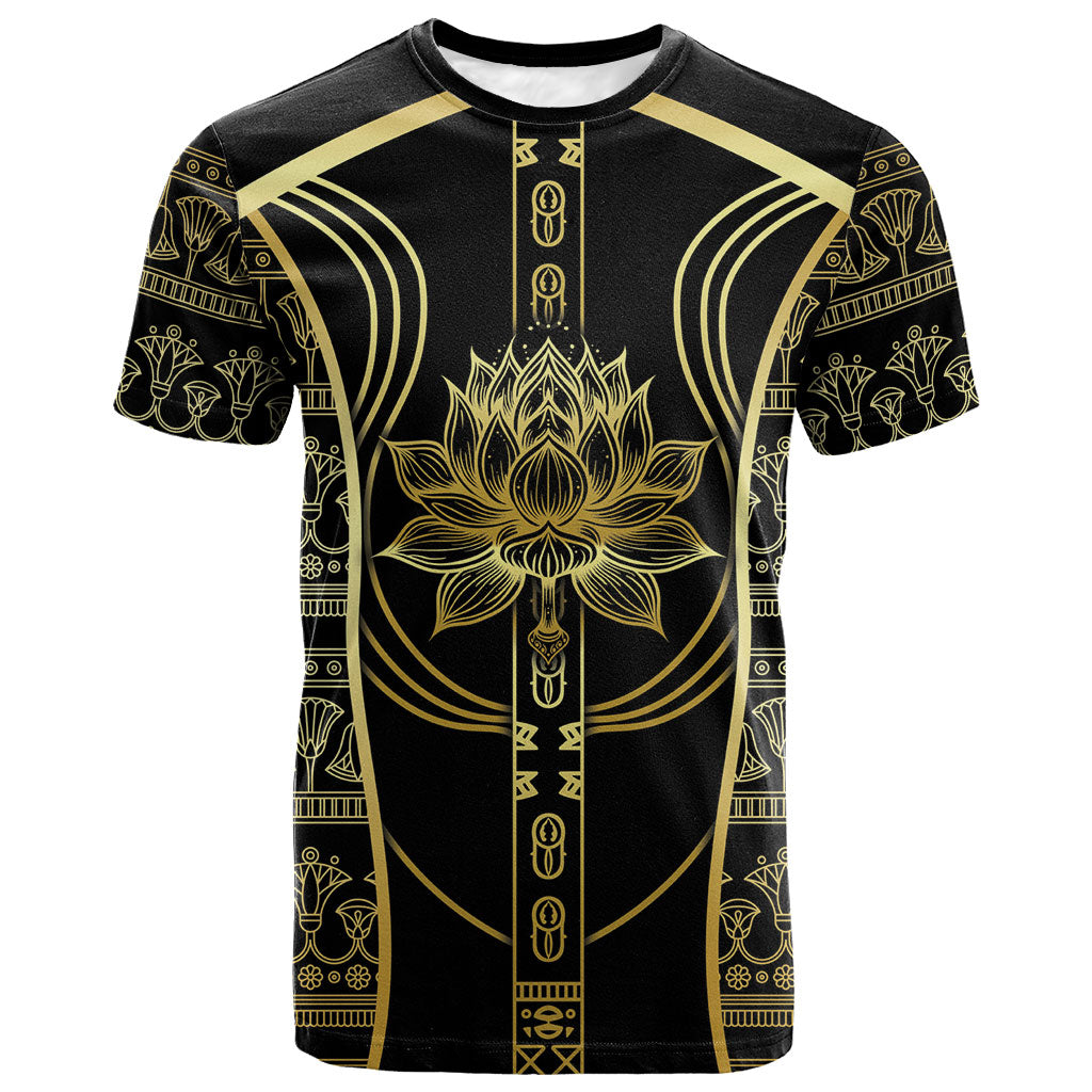 Egypt The Lotus T shirt Gold Bloom Hieroglyphic Patterns