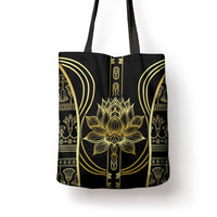 Egypt The Lotus Tote Bag Gold Bloom Hieroglyphic Patterns
