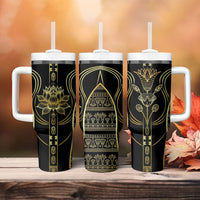 Egypt The Lotus Tumbler With Handle Gold Bloom Hieroglyphic Patterns