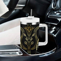 Egypt The Lotus Tumbler With Handle Gold Bloom Hieroglyphic Patterns