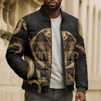 Egypt Uraeus Bomber Puffer Jacket Gold Cobra Luxury Style