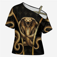 Egypt Uraeus Cross Shoulder Shirt Gold Cobra Luxury Style
