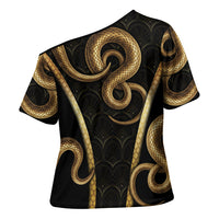 Egypt Uraeus Cross Shoulder Shirt Gold Cobra Luxury Style