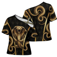 Egypt Uraeus Cross Shoulder Shirt Gold Cobra Luxury Style