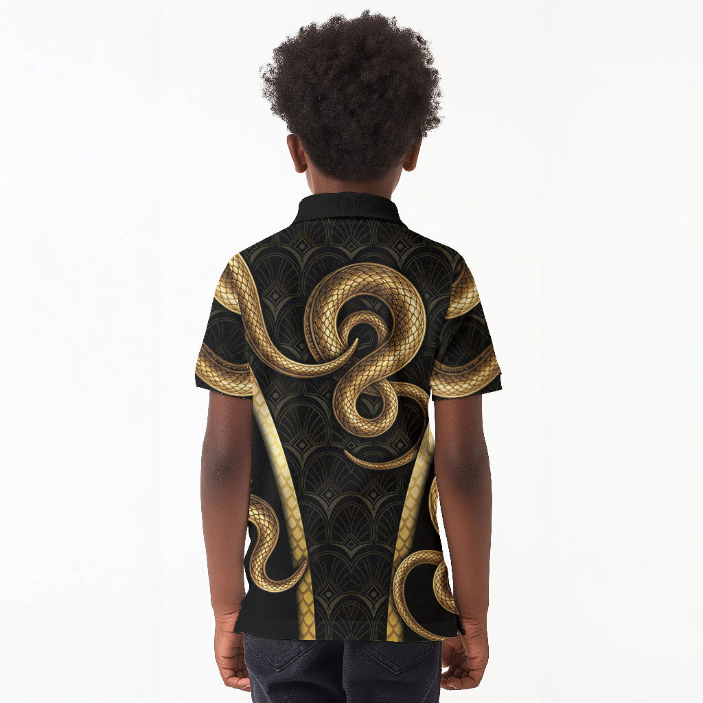 Egypt Uraeus Kid Polo Shirt Gold Cobra Luxury Style