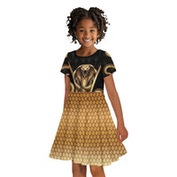 Egypt Uraeus Kid Short Sleeve Dress Gold Cobra Luxury Style