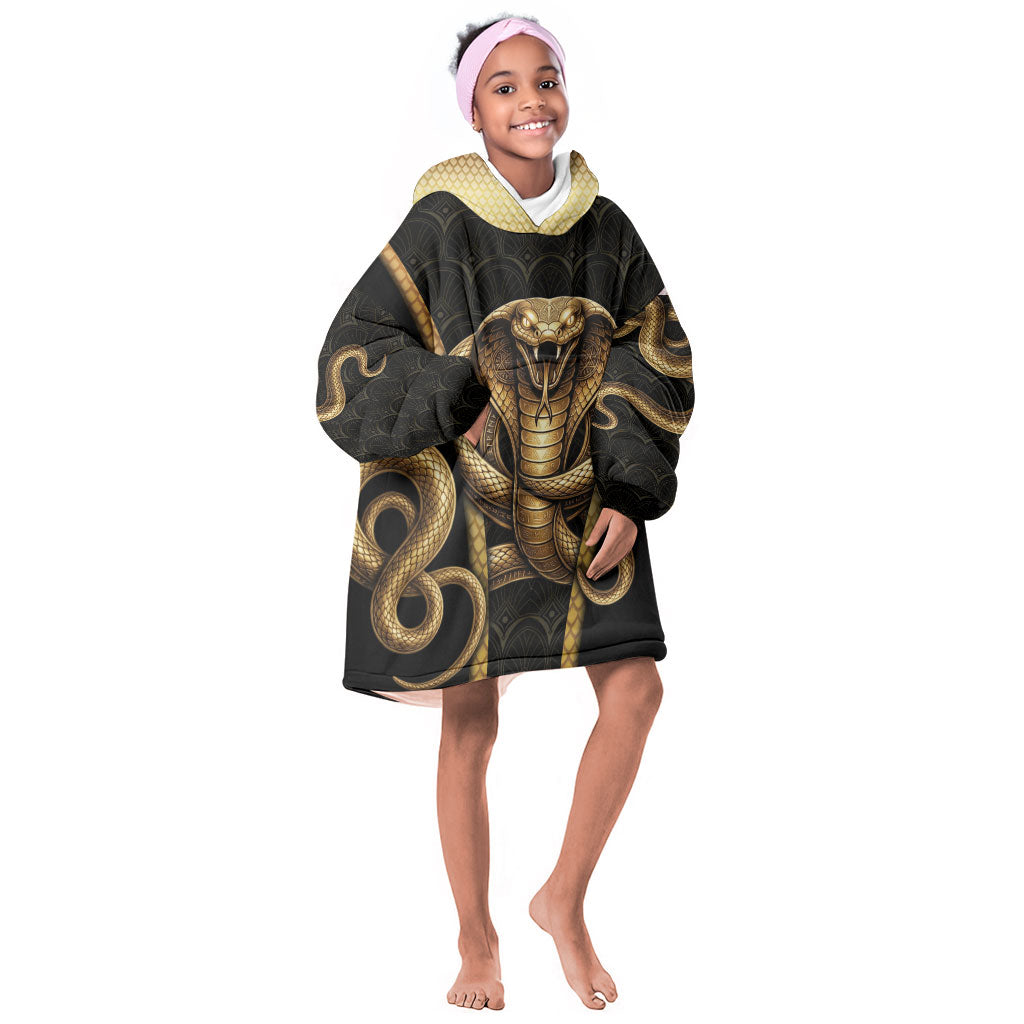 Egypt Uraeus Kid Wearable Blanket Hoodie Gold Cobra Luxury Style
