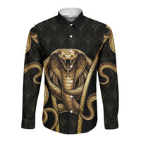 Egypt Uraeus Long Sleeve Button Shirt Gold Cobra Luxury Style