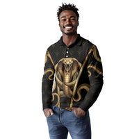 Egypt Uraeus Long Sleeve Polo Shirt Gold Cobra Luxury Style
