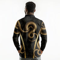 Egypt Uraeus Long Sleeve Polo Shirt Gold Cobra Luxury Style