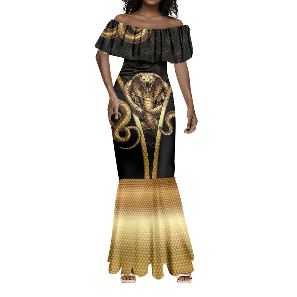 Egypt Uraeus Mermaid Dress Gold Cobra Luxury Style