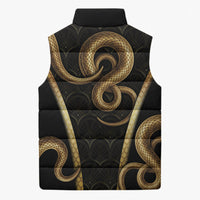 Egypt Uraeus Sleeveless Puffer Jacket Gold Cobra Luxury Style