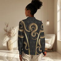 Egypt Uraeus Women Casual Shirt Gold Cobra Luxury Style