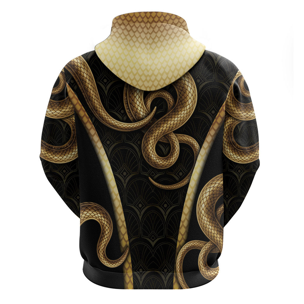 Egypt Uraeus Zip Hoodie Gold Cobra Luxury Style