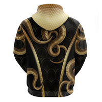 Egypt Uraeus Zip Hoodie Gold Cobra Luxury Style