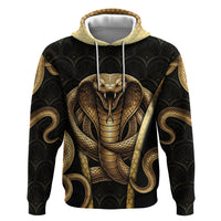 Egypt Uraeus Zip Hoodie Gold Cobra Luxury Style
