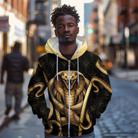 Egypt Uraeus Zip Hoodie Gold Cobra Luxury Style