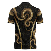 Egypt Uraeus Zipper Polo Shirt Gold Cobra Luxury Style