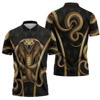 Egypt Uraeus Zipper Polo Shirt Gold Cobra Luxury Style