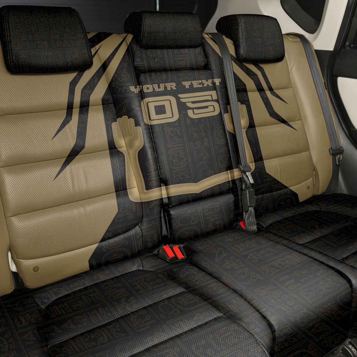 Custom Egypt KA Back Car Seat Cover Gold Symbol Hieroglyphic Texture