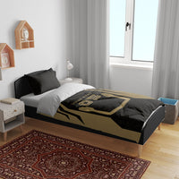 Custom Egypt KA Bedding Set Gold Symbol Hieroglyphic Texture