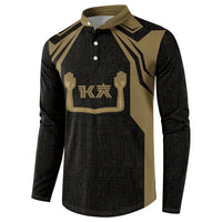Custom Egypt KA Button Sweatshirt Gold Symbol Hieroglyphic Texture