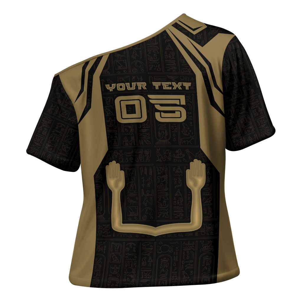 Custom Egypt KA Cross Shoulder Shirt Gold Symbol Hieroglyphic Texture