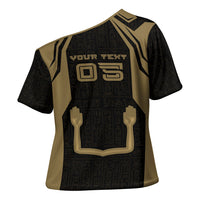 Custom Egypt KA Cross Shoulder Shirt Gold Symbol Hieroglyphic Texture
