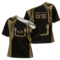 Custom Egypt KA Cross Shoulder Shirt Gold Symbol Hieroglyphic Texture