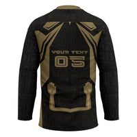 Custom Egypt KA Hockey Jersey Gold Symbol Hieroglyphic Texture