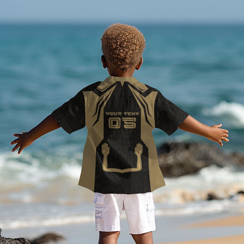 Custom Egypt KA Kid Hawaiian Shirt Gold Symbol Hieroglyphic Texture