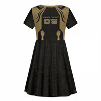 Custom Egypt KA Kid Short Sleeve Dress Gold Symbol Hieroglyphic Texture