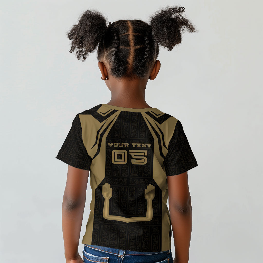 Custom Egypt KA Kid T shirt Gold Symbol Hieroglyphic Texture