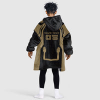 Custom Egypt KA Kid Wearable Blanket Hoodie Gold Symbol Hieroglyphic Texture