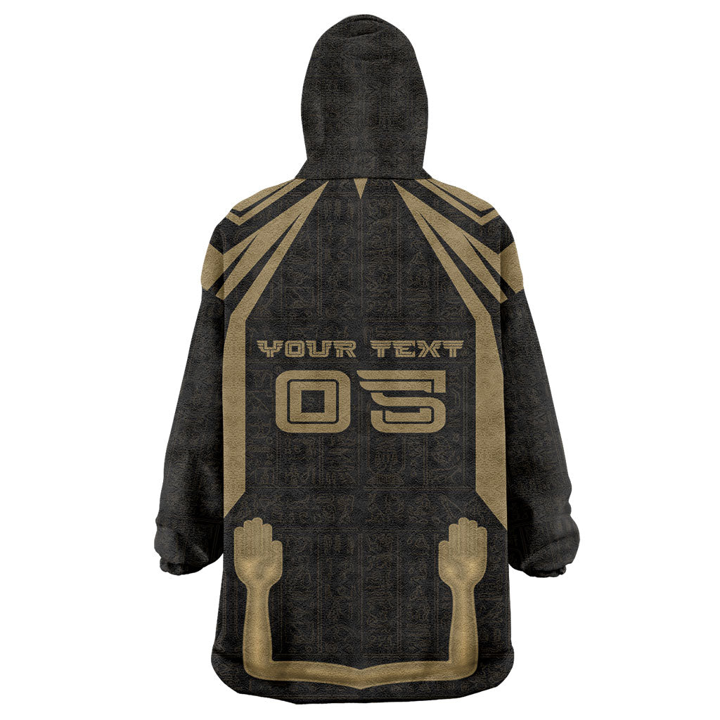 Custom Egypt KA Kid Wearable Blanket Hoodie Gold Symbol Hieroglyphic Texture