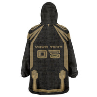 Custom Egypt KA Kid Wearable Blanket Hoodie Gold Symbol Hieroglyphic Texture
