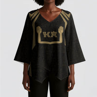 Custom Egypt KA Kimono Sleeve Blouse Gold Symbol Hieroglyphic Texture