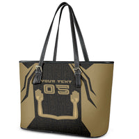 Custom Egypt KA Leather Tote Bag Gold Symbol Hieroglyphic Texture