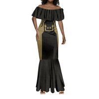 Custom Egypt KA Mermaid Dress Gold Symbol Hieroglyphic Texture